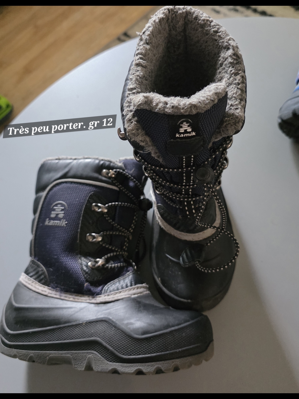 Kamik Kids Navy and Black Snow Boots with Fleece Cuff